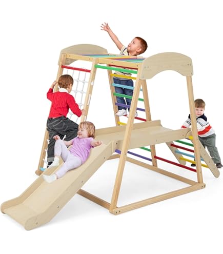 GYMAX Blocchi Di Arrampicata In Schiuma Per Bambini – Set 6 Pezzi Colorati Con Coperture Rimovibili, Tappeto Ginnica E Piscina Di Palline - 2