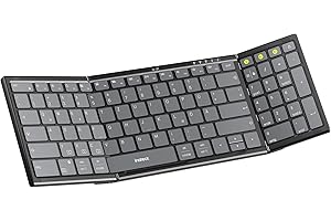 ‎INATECK Inateck Faltbare Tastatur Kabellos,Klappbare Tastatur mit Ziffernblock mit 3 Kanälen,AI-Key,mit Ständer und Tasche,für iPad iPhone Mac Android Windows,Nomad N0135