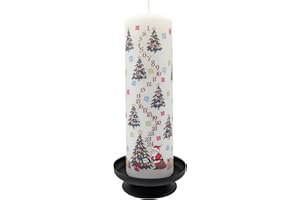 Alison Gardiner Christmas Trees Advent Pillar Candle – Unscented Wax Christmas Countdown, 70hr Burn, Handmade in UK – Festive Candle for Table, Mantelpiece & Seasonal Décor