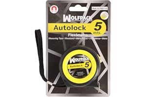 WOLFPACK LINEA PROFESIONAL - Flexometro Sistema Autolock Con Freno Automatico Longitud 5 Metros Ancho Cinta 25 mm. Magnetico. Cinta Metrica Freno Automatico