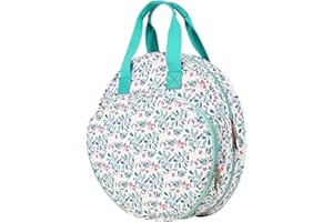 QIUPFGUT Sac de Broderie Rond,Sac de Rangement de Broderie,Sac de Projet de Broderie,Kits de Point de Croix Sacs,Sac de Point de Croix en Tissu,Sac fourre-Tout de Broderie, Fournitures de Broderie(bleu clair)