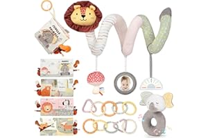 Joyreal Spirale d'Activité Bébé - Poussette Bebe Jouet Fille Garcon, Livre Naissance Tissu Bébé, Jouet Sensoriel Bebe, Montessori Jeux Eveil Cadeau Naissance 0 3 6 9 12 Mois
