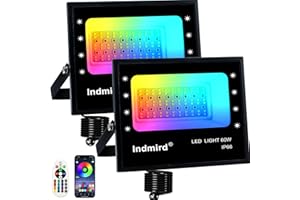 INDMIRD Reflektor LED zewnętrzny 60W, RGB Reflektor LED, Wodoszczelny IP66 Reflektor LED Z pilotem 16 kolorów i 28 tryby Reflektor zewnętrzny, na festiwal muzyczny, imprezę, do ogrodu, Boże Narodzenie
