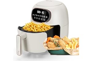 Taylor Swoden Ava - Freidora sin aceite, freidora de aire de 1300W, diseño compacto, 3L capacidad, pantalla LED táctil, 8 menús de cocinado preestablecidos. Cesta antiadherente. Color blanco.