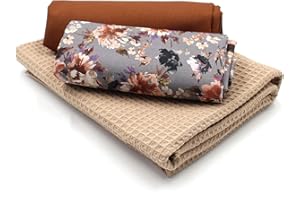 VmG-Store Waffelpique + Baumwollstoff Set farblich abgestimmt Waffel Stoff 100% Baumwollstoff Tex Standard 100 (Blumen Wasserfarben Steingrau Set16)