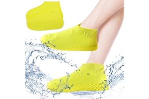 XIMEY 1 Par de Funda de Silicona para Zapatos, Cubre Zapatos Impermeable Lluvia, Funda Impermeable Zapatos, Cubre Zapatos Impermeable para Adultos y Niños, Reutilizables, Lavable, M- Amarillo