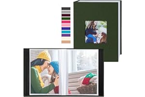 Benjia Small Photo Album 6x4 2 Packs, Each Pack holds 50 Pockets, Slip in Mini Linen Top Loading Photo Albums Holds Portrait Only 10x15cm Picture Green