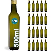 Lot De 3 Bouteilles En Verre Foncé 1000ml Avec étiquettes Ardoise Et Craie – Pour Huile, Vinaigre, Liqueur Maison – Bec Verseur