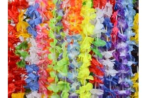 Alsino Collane Hawaiane Miste | Fiori Colorati | Tessuto | 20 Pezzi | per Feste a Tema | Hawaii | Addio al Nubilato e Celibato | Decorazione