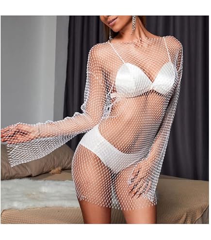 Robe Bodystocking Résille Violette Transparente - Style Babydoll à Bretelles - Festival/Plage