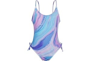 Berich Swimming Costume Girls One Piece Swimsuit with Adjustable Strap Quick Dry Bathing Suit Kids Swimwear 7-14 Years