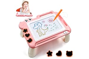 AiTuiTui Magnetic Drawing Board Toys for 3 4 5 Years Old Girls, Montessori Educational Travel Size Learning Doodle Writing Pad with Legs for Toddlers & Kids (Pink)