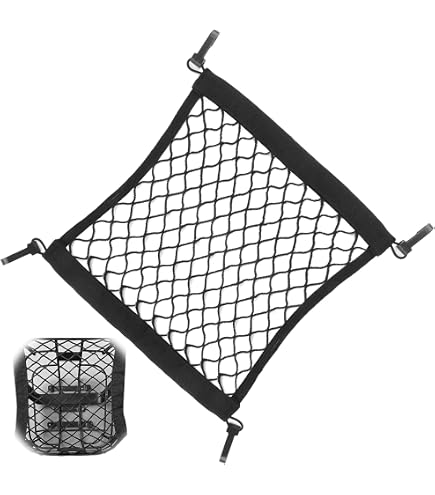 Motorrad-Gepäcknetz 38x38 Cm – Elastisches Bungee-Netz Mit Metallhaken, Für Helm & Gepäck, Rot, Leicht Zu Transportieren