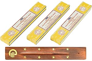 Original Satya Californian White Sage Incense Sticks Pack of 3X 15G with Greensense Holder for Aromatherapy, Spa, Yoga, Weddings, Meditation, Healing, Positivity and Relaxation