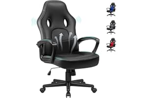 Homall Comfy Gaming Chair, Breathable Computer Chair with Lumbar Support, High Back Office Height Adjustable Reclining Chair, PU Leather Gamer Chair, Study Work (Black)