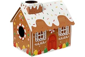 Puckator Christmas Gingerbread Lane Cat Playhouse Build it Yourself Cardboard Cat Den Tree Tower - Scratch Post - Cats Play Shelter House - Kitten Den Beds For Indoor - Accessories - Bed Cave Kennel
