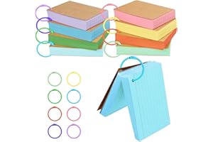 JETOP Revision Flash Cards 400PCS on A Ring Blank for Coloured Flashcards with Binder Index Mini Notepads Useful Supplies Lined Notecards, A7 (QKC1494B016UK)