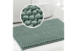 LINGKY Badvorleger Badematte rutschfest Waschbar Badezimmerteppich Flauschig Badteppich Wasserabsorbierenden Duschvorleger Mikrofaser Duschmatte Chenille Teppich für Badewanne Bad (Aqua,43 x 60 cm)