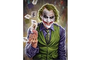 Meecaa Paint by Numbers magician clown poker Kit for Adults Beginner DIY Oil Painting 16x20 inch (Magician, Framed)