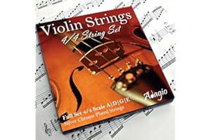 Adagio Pro - Violin Strings - 4/4 Classic Silver Violin String Set/Pack With Ball Ends For Concert Tuning. Expert to Beginners.