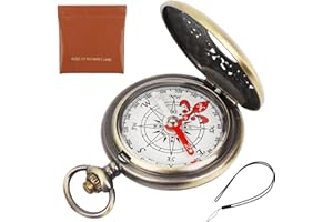 LHOEST Compass Navigation Set 3 Pieces Pocket Compass Hiking Gear Camping compass Keyring Small Vintage Clamshell Compasses Waterproof with Lanyard Storage Bag Mini Compas for Hiking Camping Survival