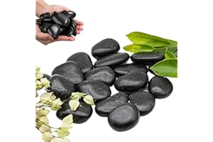 OUTALIZ Galets, Galets de Rivière Polis, Galet de Rivière pour Plantes, Pierre de Décoration Jardins, pour Pots, la Décoration de la Maison, Aquariums, Les Projets Artistiques 3-5 cm, 1 kg(Noir)