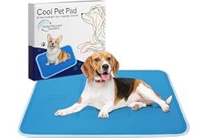 AECCN Kühlmatte Hund, 65 x 50 cm, GRS Zertifiziert, Ungiftiges Festes Gel, Selbstkühlende Matte für Hunde und Katzen, Schnelle Abkühlung Entlastung im Heißen Sommer für Haustiere [M]