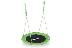 Relaxdays Balançoire nid d'oiseau rond 90 cm à suspendre enfant adulte jardin extérieur Ø 90 cm, 100 kg, vert
