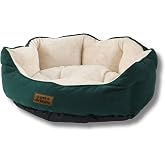 Pet Dreams Sprit L&uuml;ks Kedi/K&ouml;pek Yatağı, Kaymaz Altlık, Sertifikalı Kumaş, Yıkanabilir, Silikon Elyaf Dolgulu Yeşil-Krem 60 x