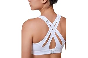 Yvette Soutien Gorge de Sport Femmes Bretelles Réglables Bretelles Réglables Dos Croisées sans Armature Maintien Fort Grande Taille Course Fitness Gym