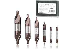toolant Zentrierbohrer-Set, TiAlN-beschichteter Kobalt M35 HSS-Zentrierbohrer für Edelstahl, Kohlenstoffstahl, legierter Stahl, Gusseisen, Kupfer, andere Hartmetalle, metrisch 1–5 mm (6 Stück)