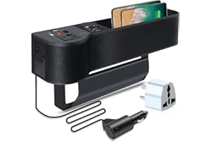 OPP ULITE 160W Power Inverter with Car Seat Gap Filler Storage Organizer, Car Power Inverter DC 12V to 240V AC Converter, Support Quick Charging+Type-C+USB Charging Ports for Your Laptop, iPad, iPhone