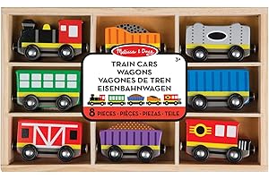 Melissa & Doug Wooden Train Cars 8 Piece Set | Magnetic Wooden Trains & Carriages | Wooden Toys for 3 Year Old Boy Gifts | Toy Train Set | Toddler Toy Train Cars for 3+ Year Old Boys & Girls 3 4 5 6