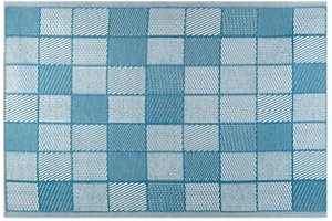 LOLAhome Alfombra jardín Cuadros Meis sostenible de Polipropileno Trenzado Azul de 160x230 cm