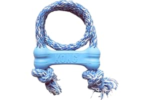 KONG - Puppy Goodie Bone with Rope - Le Caoutchouc des Dents, Jouet Soin Dentaire – pour Chiot Très Petite Taille