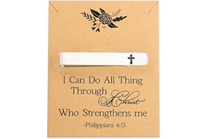 MYSOMY Cross Tie Clips for Men Christian Faith Gift Philippians 4:13 First Communion Tie Tacks for Minister Clergy Officiant Groom Father of the Bride Wedding Day Clip