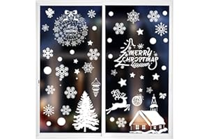 Amaxiu Adesivi per finestre di Natale su entrambi i lati, 9 fogli adesivi statici con fiocchi di neve Adesivi per finestre con fiocchi di neve Decalcomanie per finestre di Natale Adesivi (A)