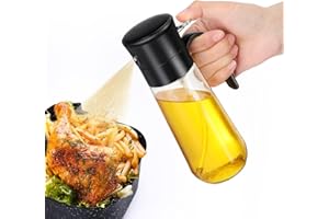 Euqvunn Oil Spray Bottle, Glass Oil Dispenser Bottle [Fine Spray & Clog-Resistant Filter] Small Oil Sprayer Bottles for Kitchen Cooking, Air Fryer, Oven, Barbecue, Salad, Oil/Vinegar/Sauce 280ml