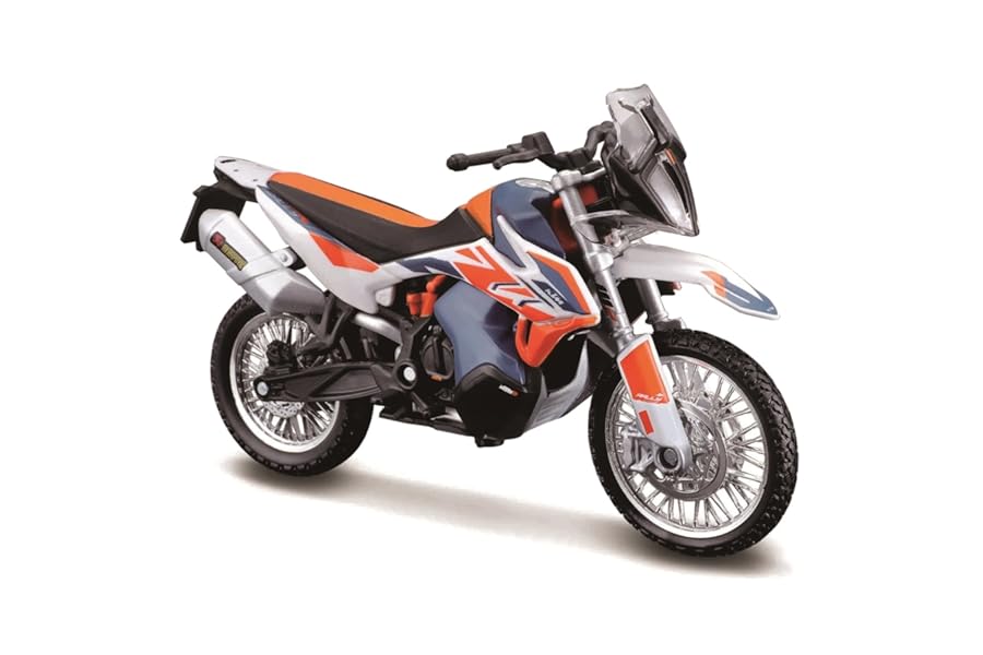 Bburago KTM 790 Adventure R Rally Motorbike - 1:18 Scale - Incredibly Detailed Die-Cast Replica Collectible Motorcycle Model, White