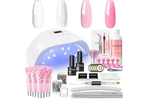 COSCELIA Ongle Gel kit Complet Manicure Kit 36W Lampe UV/ LED Ongles Gel, 4 Couleurs Poly Nail Extension Gel Kit Ongle Gel avec Base et Top Coat, Kit Vernis Semi Permanent Nail Art Outil