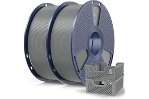 SUNLU Filament PLA+2.0 1,75 mm, szary, 2 kg, wysoka prędkość PLA Plus twardszy i mocniejszy filament do drukarki 3D, dokładność wymiarowa +/- 0,02 mm, 2 szpule 1 kg, pasuje do większości drukarek 3D