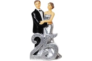 SCHMIDT Par de bodas de plata con número 25, polystone, aprox. 14,5 x 8 cm