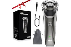 DOAO Electric Razor for Men, 100% Waterproof, Gentle on Sensitive Skin, Wet & Dry Rotary Electric Shavers for Men, Pop-up Beard Trimmer, 120 Min Shaving, 1.5H Fast Charge, Ergonomic Men's Shaver