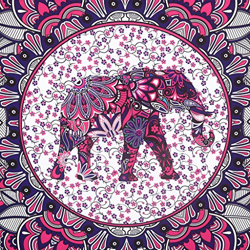 Finether indischer Wandteppich Wandbehang Mandala Elefant Tuch Wandtuch Gobelin Tapestry Goa Indien Hippie-/ Boho Stil als Dekotuch /Tagesdecke indisch orientalisch psychedelic bunt 215 x 150 cm FT-194 - 3