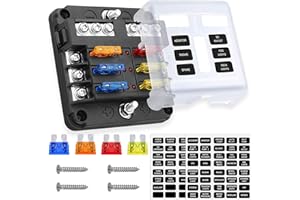 LPLUZIYYDS Lpluziyds - Portafusibili a 6 vie, 12 V, con indicatore di luce a LED e copertura di protezione per auto, barca, camion, SUV, yacht, camper