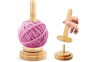 AKONE Tragbarer Garnhalter aus Holz, Wollabwickler Rotierende, Wollwickler zum Stricken, Garnhalter Spender, Wollknäuelhalter Holz, Garnrollenhalter für Garnaufbewahrung Heimwerker Nähbegeisterte
