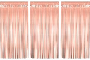 Bohoray 3 cortinas de oropel, 1 x 2 m de purpurina, decoración de fondo, decoración de oropel, para Navidad, fiestas, cumpleaños, bodas, decoración de escenarios (oro rosa)