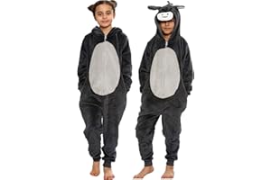 A2Z 4 Kids Girls Boys Donkey Costume Christmas Nativity School Role Play Premium Xmas Soft Plush Fleece Onesie One Piece Cosplay Suit Donkey Fancy Dress Jumpsuit Age 3-14 Years