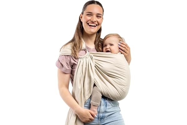 Boba Écharpe de portage avec anneau - Porte-bébé du nouveau-né au petit enfant -Écharpe de portage légère et respirante -Bon positionnement des hanches, Portage sur le ventre ou la hanche, 3,6-15,8kg