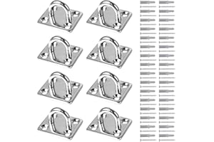 Jubaopen 8pcs Ganci da Soffitto per Sospensione Piastra con Anello in Acciaio Inox Piastra con Occhiello Placca Oculare Eye Piastra Ancoraggio da Parete con 32 Viti e 32 Tappi per Ponte Marino Bande